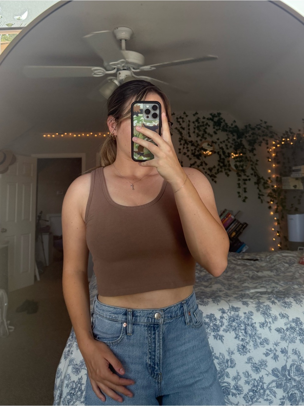 PacSun Brown Scoop Neck Crop Tank